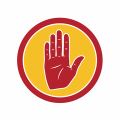 Fototapeta premium Hand Symbol in Red and Yellow Circle Representing Stop and Awareness for Social Issues, Campaigns, Posters, and Educational Materials