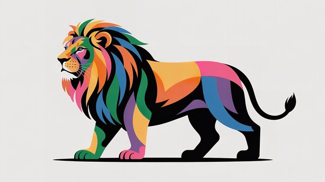   
Colourful abstract lion with vibrant overlapping shapes modern artistic vector illustration