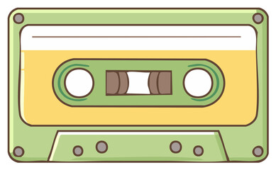Naklejka premium Retro style illustration of a cassette tape on a light background