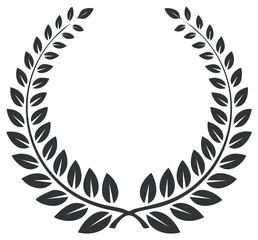 Obraz premium Classic black laurel wreath symbol for victory and achievement, isolated on white background