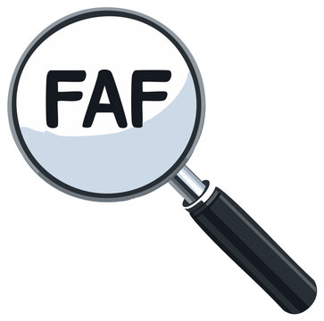 Magnifying glass focusing on FAF text concept symbol for search or focus illustration