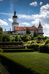 Renaissance castle tower and baroque gardens in Czech Republic