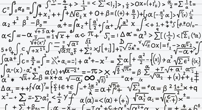 Complex Mathematical Equations and Formulas Covering a Surface Showing Intricate Calculations and Symbolism Creating a Dense and Intricate Display of Scientific Notation and Abstract Concepts