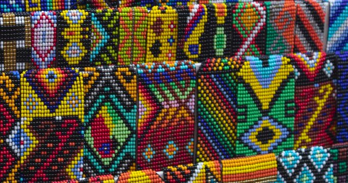 Beautiful panoramic video of an indigenous bracelet art texture