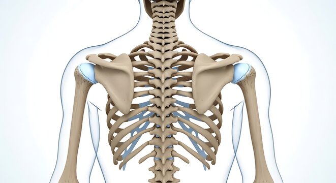 human skeleton, ribcage and shoulder bones, anatomy