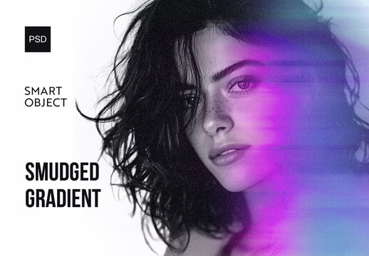 Neon Smudged Gradient Map Photo Effect Mockup