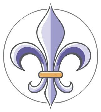 Elegant stylized purple fleur de lis emblem within a simple circle outline
