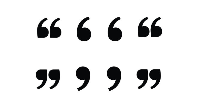 A minimalistic composition featuring black quotation marks and commas arranged against a stark white background high quality professional detailed