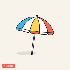Colorful beach umbrella on stand. © noky