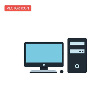 Computer desktop and tower icon.