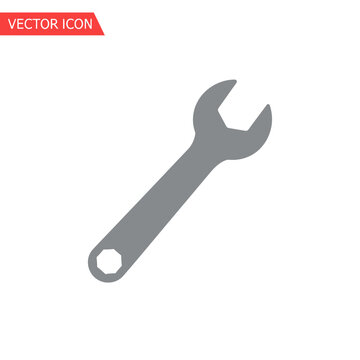 Gray Adjustable Wrench Tool Icon.