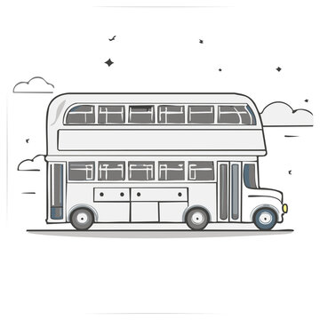 Cartoon Double Decker Bus Illustration: Transportation Design, Vehicle, Outline, Public Transport, Travel
