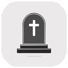 Fototapeta premium Gravestone with Christian cross illustration, memorial symbol.