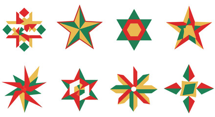 Obraz premium A festive arrangement showcasing star designs in holiday hues providing a decorative resource for seasonal projects that adds a celebratory and artistic element to creative works