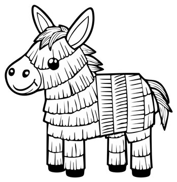 Cartoon Donkey Pi&ntilde;ata Illustration for Celebration