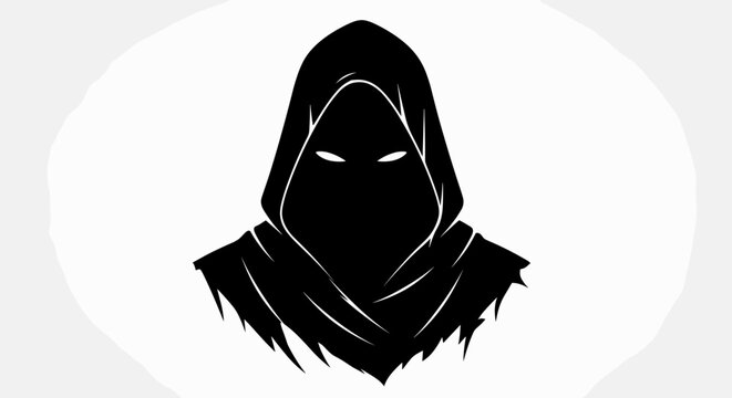 Black hooded figure with face covered.
