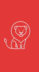 Fototapeta premium Lion Outline Drawing White Line Art.