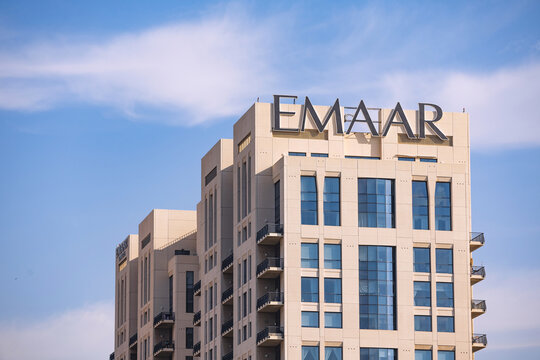 10 January 2026, Dubai, UAE: Emaar building displaying its branded facade, representing real estate development, investment opportunity, and corporate business