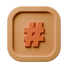 Fototapeta premium 3D # Icon, Rounded Square Button, Orange Minimal UI Symbol, Soft Design