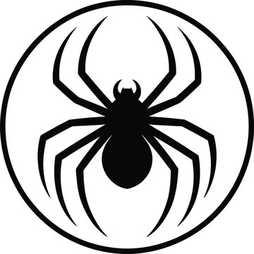 Black spider silhouette icon inside a circle