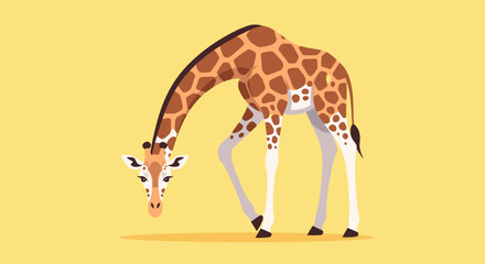 Giraffe bending down to eat grass. © Z Z K V V C Art