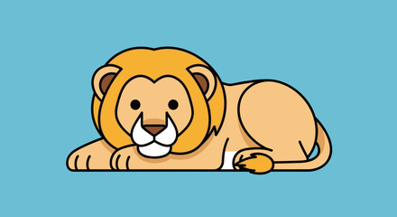 Cartoon lion lying on ground. © Z Z K V V C Art