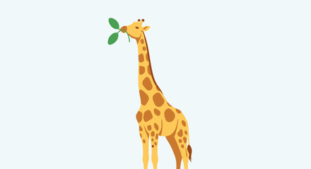 Cartoon giraffe eating green leaves. © Z Z K V V C Art