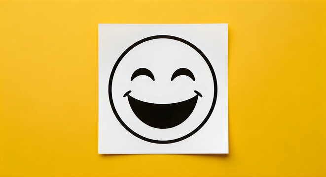 April fools' day prank smiling face illustration on yellow background