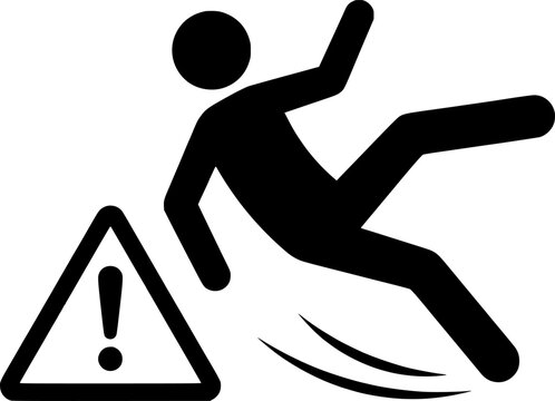 Slippery floor icon stroke vector icon simple black style, illustration.
