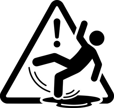 Slippery floor icon stroke vector icon simple black style, illustration.
