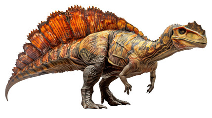 Naklejka premium 3d realistic bright colored dilophosaurus dinosaur walking isolated on transparent background