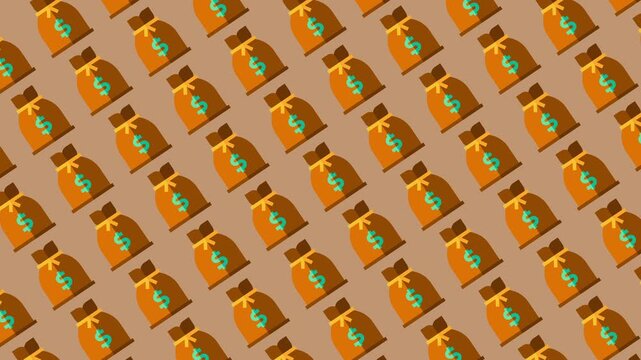 Seamless pattern of money bags with dollar sign. Great for finance, investment, and business concepts.