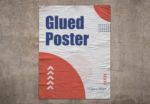 Concrete Wall Glued Poster Mockup
