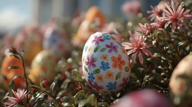 Festive christmas tree decorations with colorful ornaments and seasonal holiday elements including flowers and easter eggs