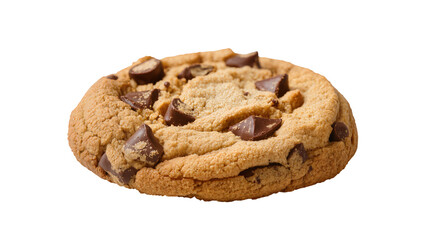 Delicious golden brown chocolate chip cookie, a sweet baked dessert snack, perfectly isolated PNG on transparent background