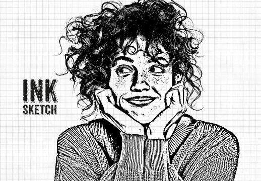 Ink Sketch Effect Mockup