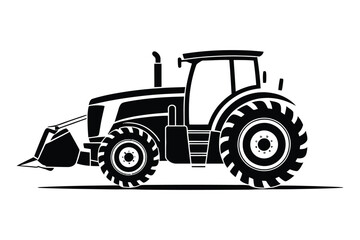 Obraz premium Agricultural tractor front loader vector silhouette