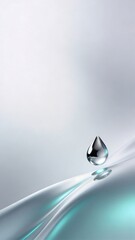 Fototapeta premium Abstract digital network background with a single clear water drop on a flowing surface