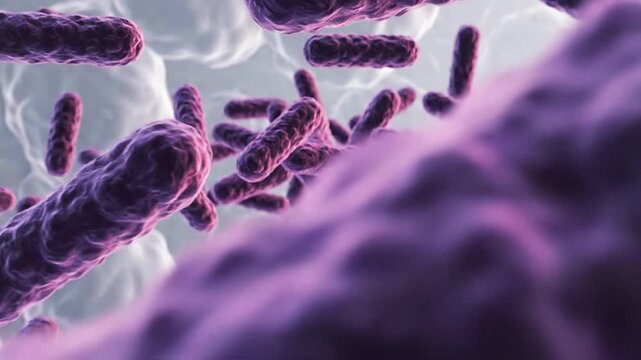 Healthy Gut Microbiome Bacteria Detailed 3D Render Microscopic Lactobacillus Cells Medical Science
