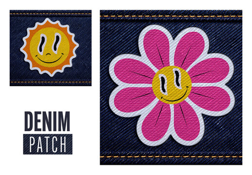 Denim Patch Embroidery Effect Mockup