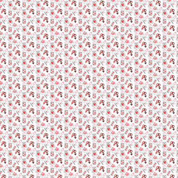 Seamless pattern of flowers in pots and wings on pastel background