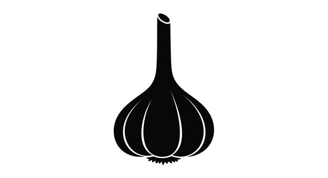 A black silhouette of a single garlic bulb a culinary staple silhouette