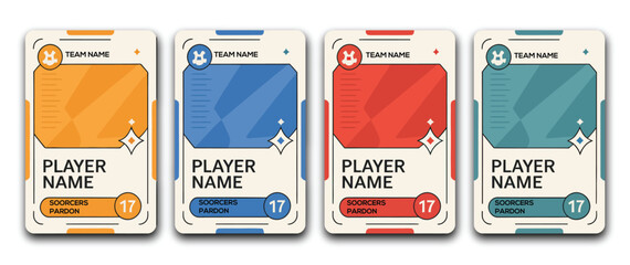 Sports card template set illustration, trading frames for football basketball and hockey players on black background collectible game design. © Kayla Quentin