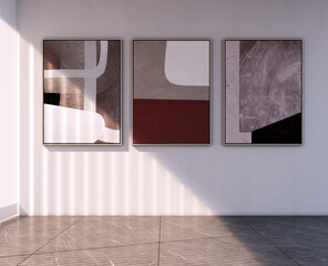 Naklejka premium Large luxury modern bright interiors Living room mockup illustration 3D rendering Generated Color Image