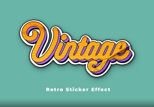 Retro Sticker Script Text Effect