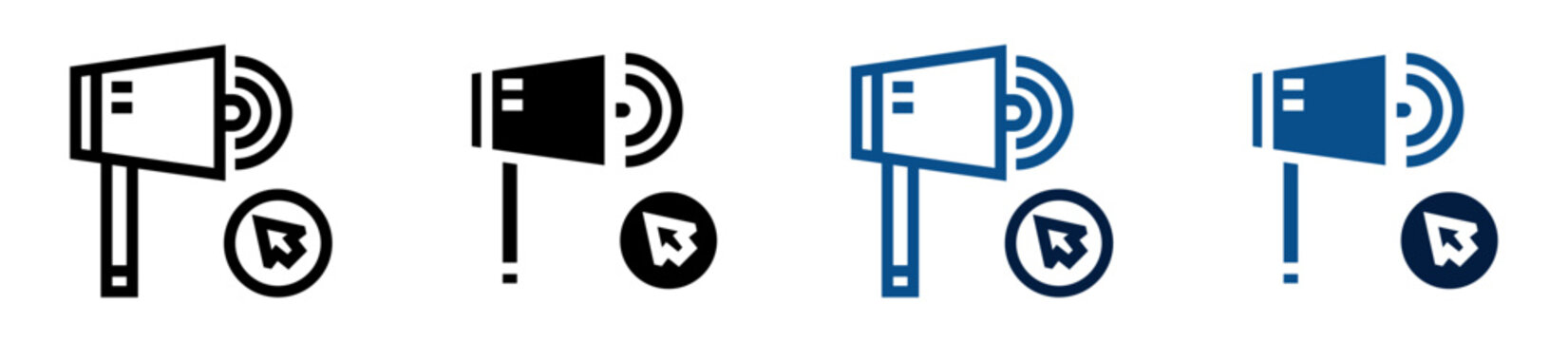 Iconos de promoci&oacute;n digital. Meg&aacute;fono. Difusi&oacute;n online y estrategias de marketing interactivo. Ilustraci&oacute;n vectorial