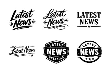 Obraz premium Six distinct black and white latest news typography designs