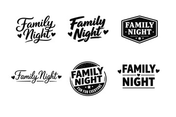 Obraz premium Family night logos collection with creative designs and heart elements