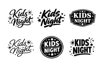 Fototapeta premium Kids night logos collection featuring creative typography designs