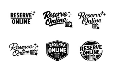 Fototapeta premium Reserve online logos collection with calendar and mouse click icon